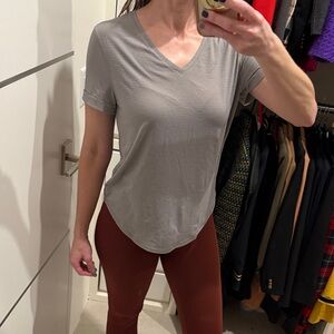 Lululemon Gray V-Neck Top M/L